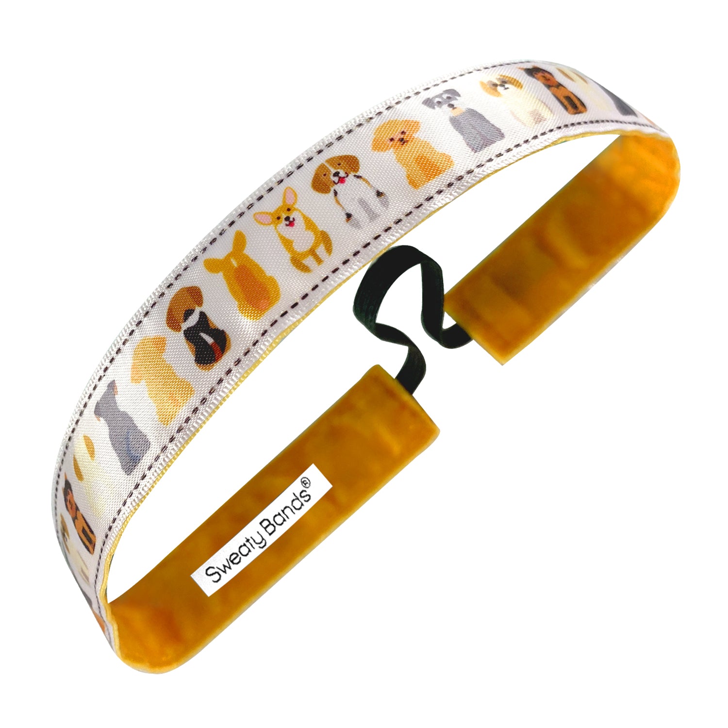 Puppy Dog Love | White, Multi | 1 Inch Sweaty Bands Non Slip Headband