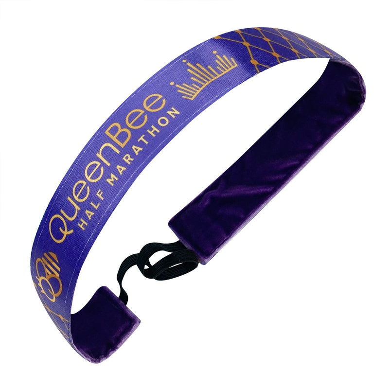 Queen Bee | Purple, Gold | 1 Inch Sweaty Bands Non Slip Headband