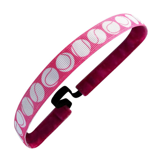 Queen of the Courts Tennis | Pink, White | 5/8 Inch Sweaty Bands Non Slip Headband