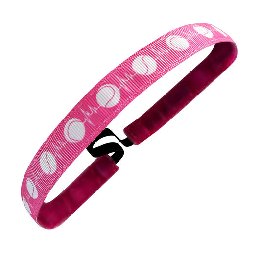 Rally Rhythm Tennis | Pink, White | 5/8 Inch Sweaty Bands Non Slip Headband