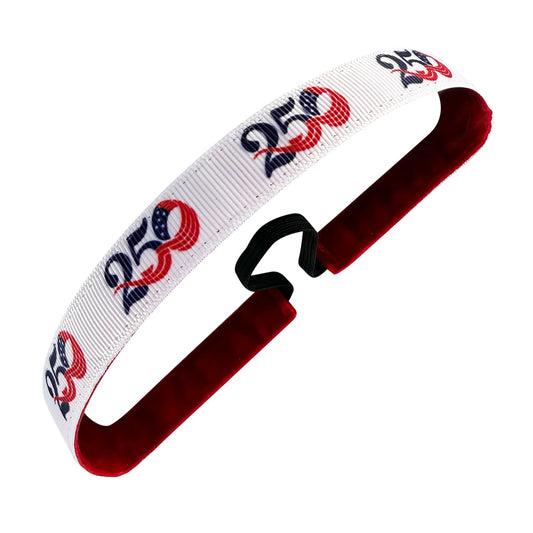 Red, White and 250 | Red, White, Blue | 5/8 Inch Sweaty Bands Non Slip Headband