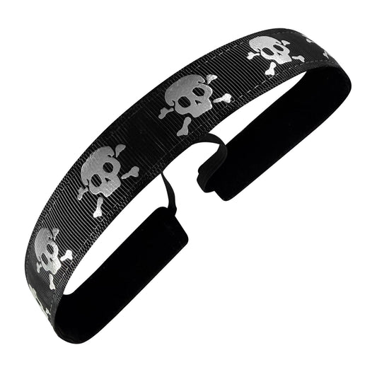 Reflective Skulls | Black | 1 Inch Sweaty Bands Non Slip Headband