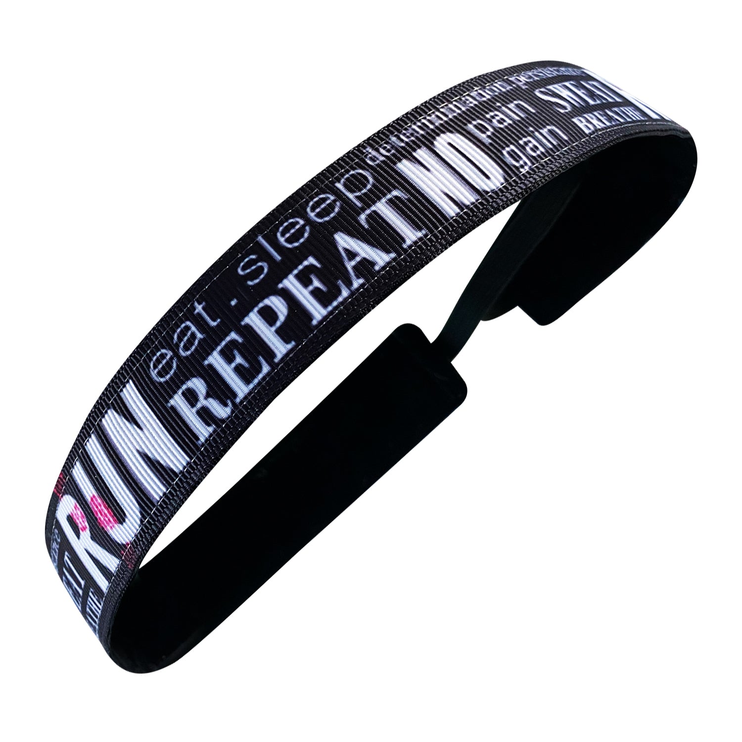 Run Eat Sleep Repeat | Black, White | 1 Inch Sweaty Bands Non Slip Headband
