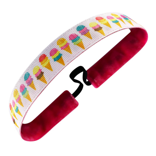 Scoop There It Is | White, Multi | 1 Inch Sweaty Bands Non Slip Headband