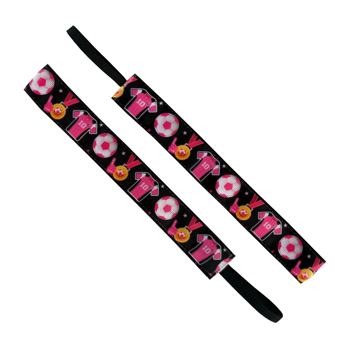 Soccer Sweetie | Black, Pink | 1 Inch Sweaty Bands Non Slip Headband