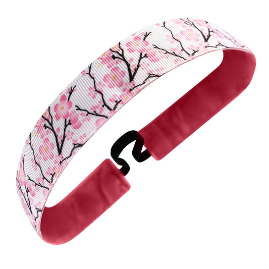 Spring Cherry Blossom | Pink, White | 1 Inch Sweaty Bands Non Slip Headband
