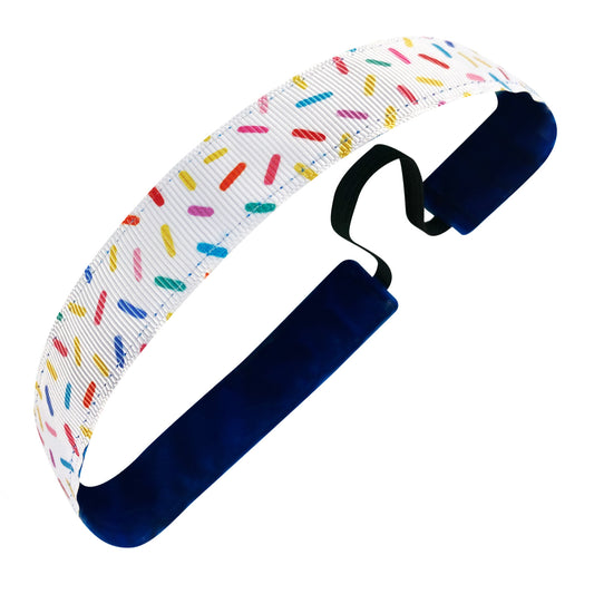 Sprinkles | White, Multi | 1 Inch Sweaty Bands Non Slip Headband