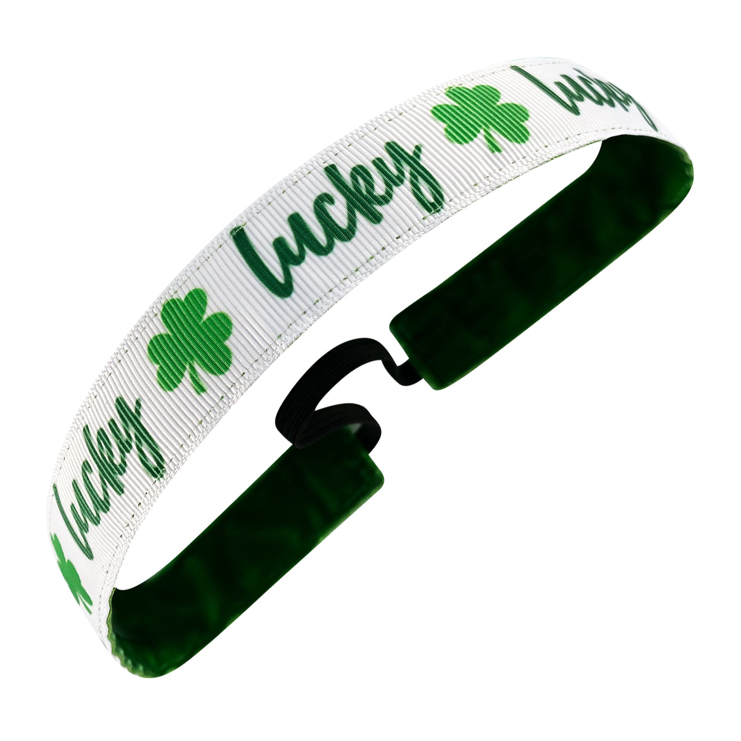 St. Patrick's Day | Go Luck Yourself | White, Green | 1 Inch Sweaty Bands Non Slip Headband