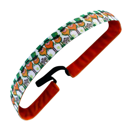 St. Patrick's Day | I'm Lucky and I Gnome It | Green, Orange, White | 5/8 Inch Sweaty Bands Non Slip Headband