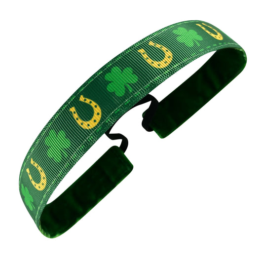 St. Patrick's Day | Lucky Charm | Green, Gold | 1 Inch Sweaty Bands Non Slip Headband