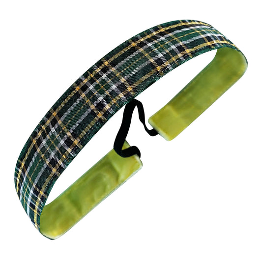 St. Patrick's Day | Plaid to Be Irish | Green, Black, Gold | 1 Inch Sweaty Bands Non Slip Headband