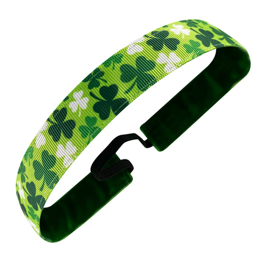 St. Patrick's Day | Shamrock and Roll | Green, White | 1 Inch Sweaty Bands Non Slip Headband