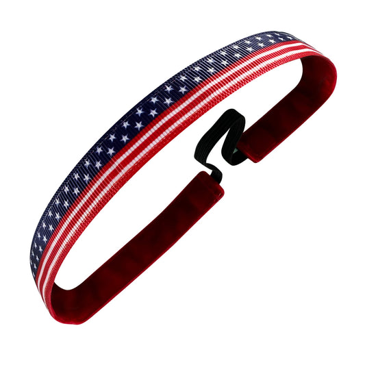 Stars Across America | Red, White, Blue | 5/8 Inch Sweaty Bands Non Slip Headband
