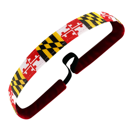 State Pride | Maryland Flag | Red, Yellow, Black | 5/8 Inch Sweaty Bands Non Slip Headband