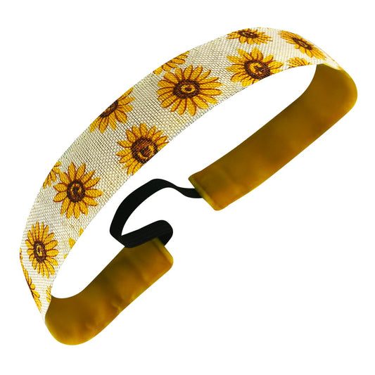 Sunny Side Up | Tan, Yellow | 1 Inch Sweaty Bands Non Slip Headband
