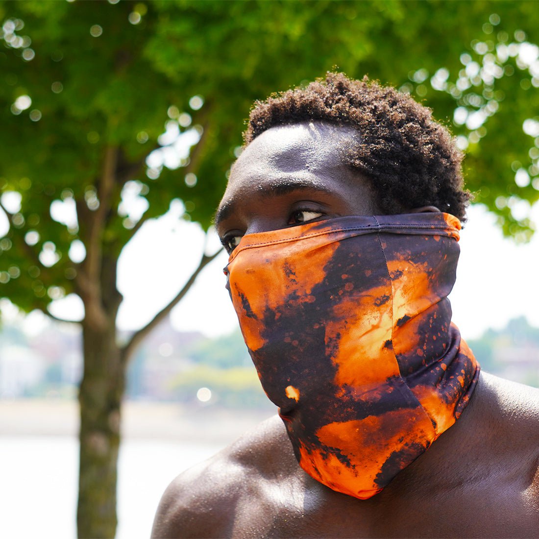 Sweaty Tubes | Bleach Dye | Black, Orange Sweaty Bands Non Slip Headband