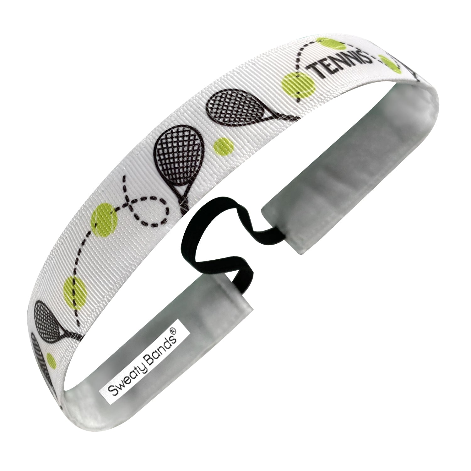Tennis | Wearing White | White, Black, Green | 1 Inch Sweaty Bands Non Slip Headband