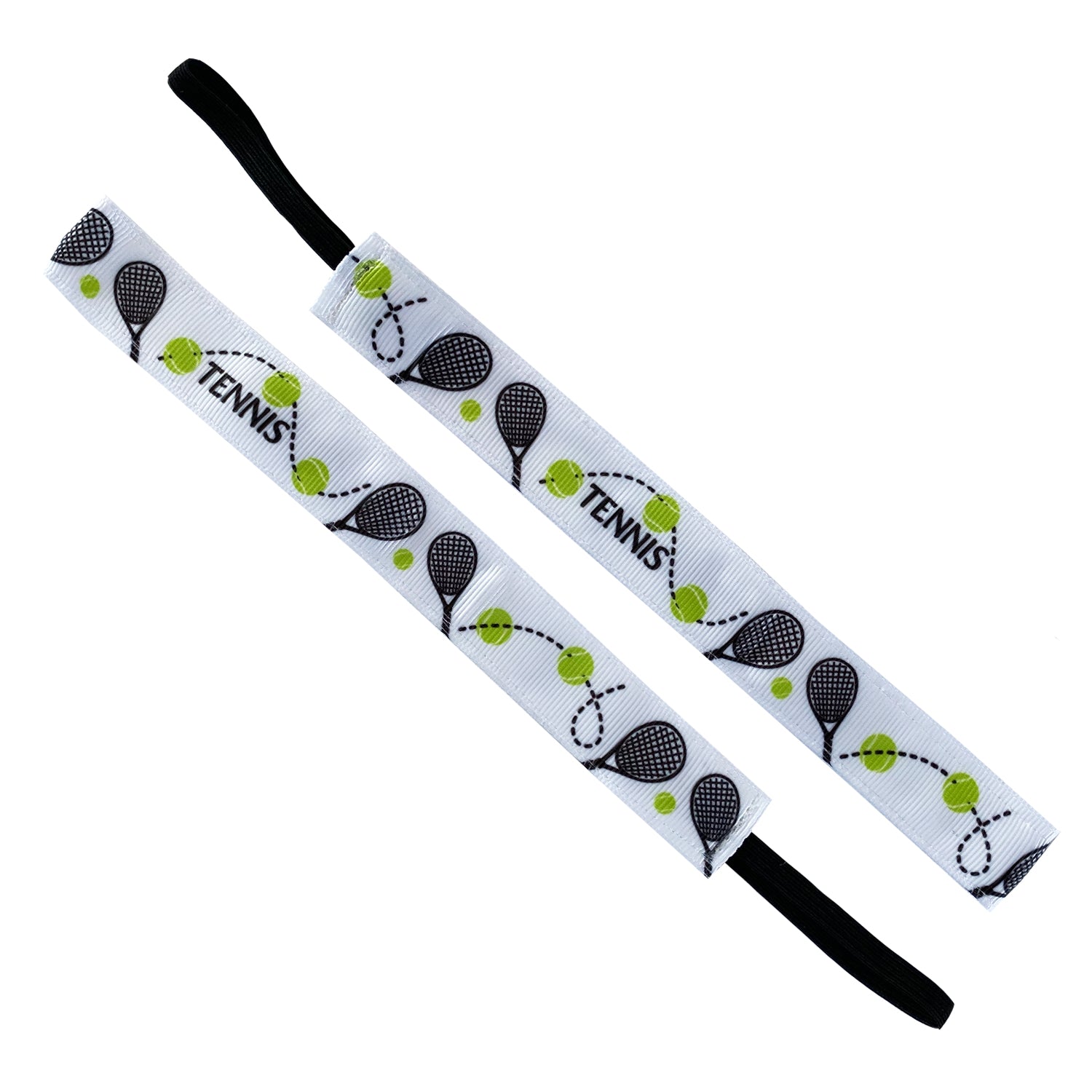 Tennis | Wearing White | White, Black, Green | 1 Inch Sweaty Bands Non Slip Headband