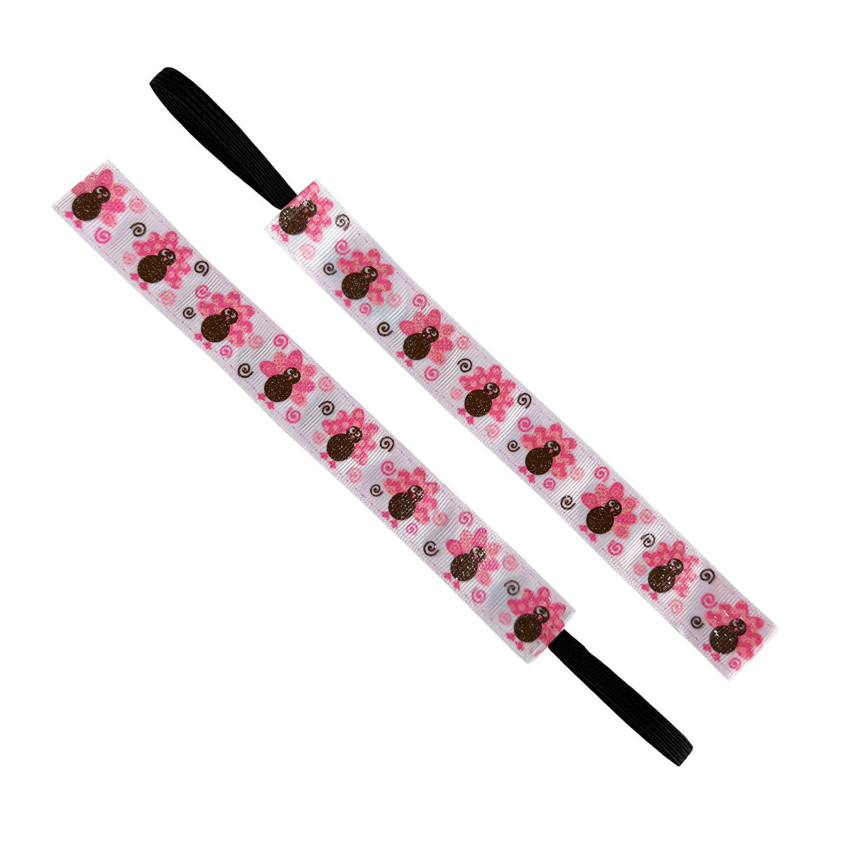 Thanksgiving | Gobble Up the Pink Glitter | White, Pink | 1 Inch Sweaty Bands Non Slip Headband