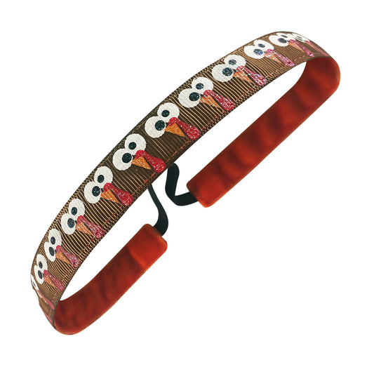 Thanksgiving | Goofy Gobbler | Brown, Multi | 5/8 Inch Sweaty Bands Non Slip Headband