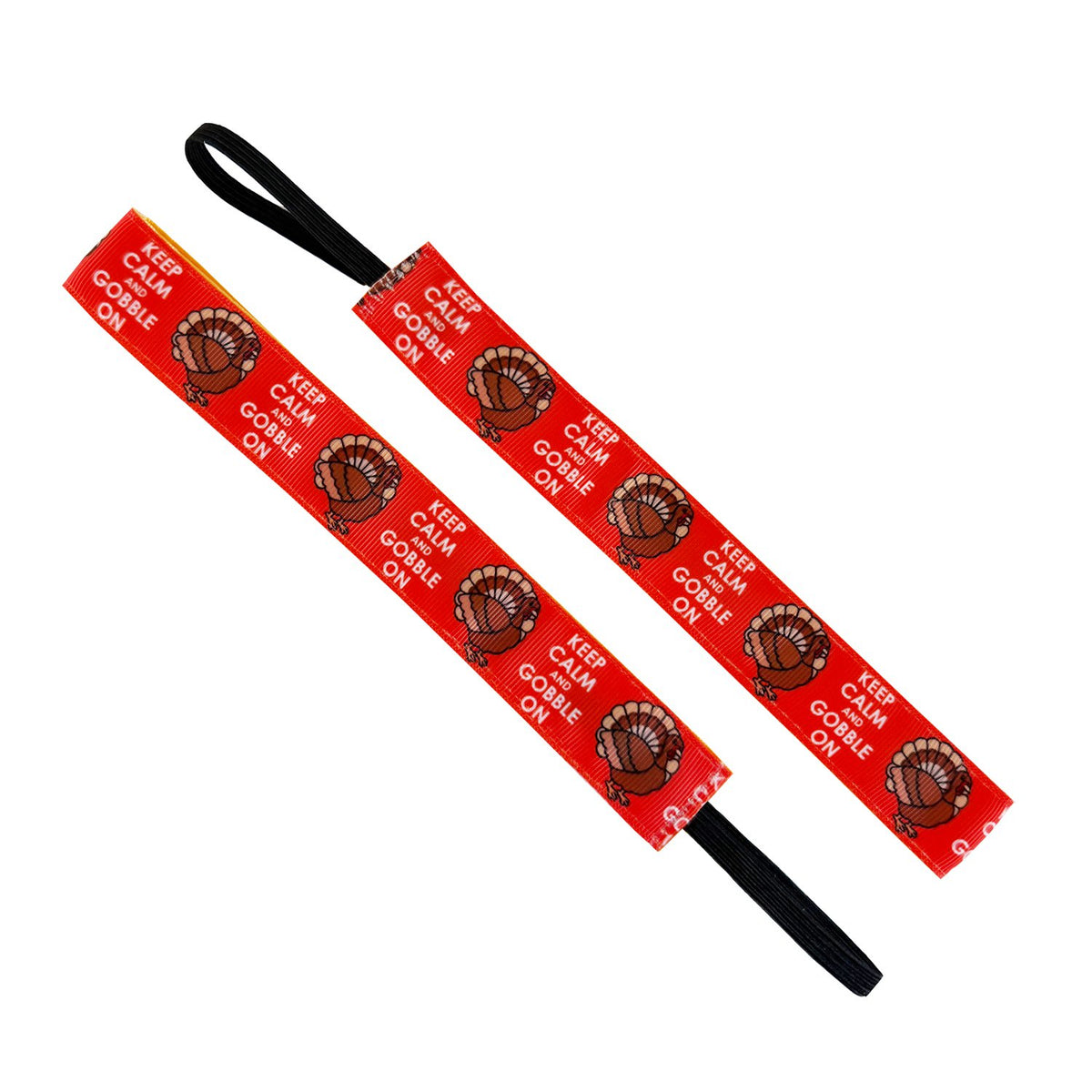 Thanksgiving | Keep Calm and Gobble On | Orange, Brown | 1 Inch Sweaty Bands Non Slip Headband