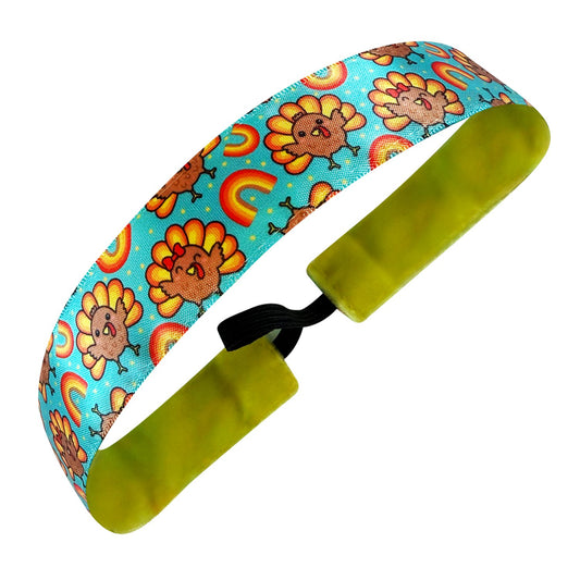 Thanksgiving | Shake Your Tail Feathers | Light Blue, Multi | 1 Inch Sweaty Bands Non Slip Headband