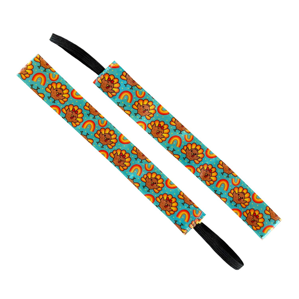 Thanksgiving | Shake Your Tail Feathers | Light Blue, Multi | 1 Inch Sweaty Bands Non Slip Headband