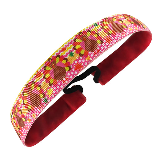 Thanksgiving | Shake Your Tail Feathers | Pink | 1 Inch Sweaty Bands Non Slip Headband
