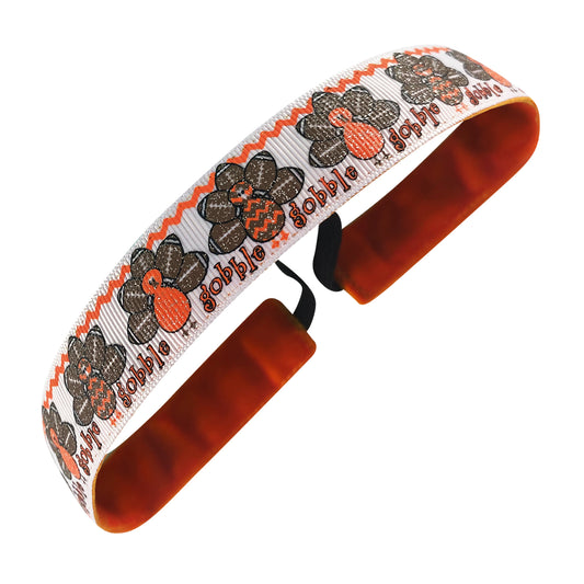 Thanksgiving | Sparkly Turkeys and Touchdowns | White, Multi | 1 Inch Sweaty Bands Non Slip Headband