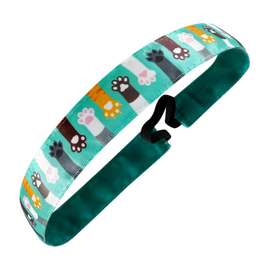 Toe Beans Cat Kitten | Aqua, Multi | 1 Inch Sweaty Bands Non Slip Headband