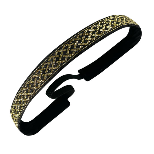 Toga Twist | Black, Gold | 5/8 Inch Sweaty Bands Non Slip Headband