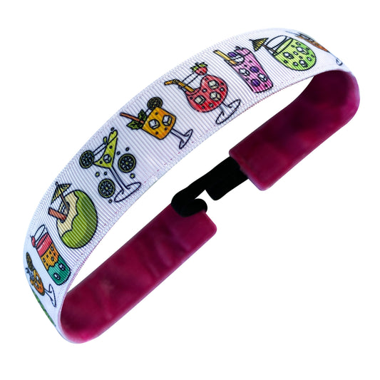 Tropical Tipsy | White, Multi | 1 Inch Sweaty Bands Non Slip Headband