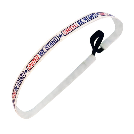 United We Stand | White, Red, Blue | 3/8 Inch Sweaty Bands Non Slip Headband