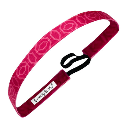 Uptown | Pink, White | 5/8 Inch Sweaty Bands Non Slip Headband