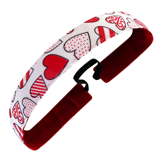Valentine | True Love | White, Pink, Red | 1 Inch Sweaty Bands Non Slip Headband