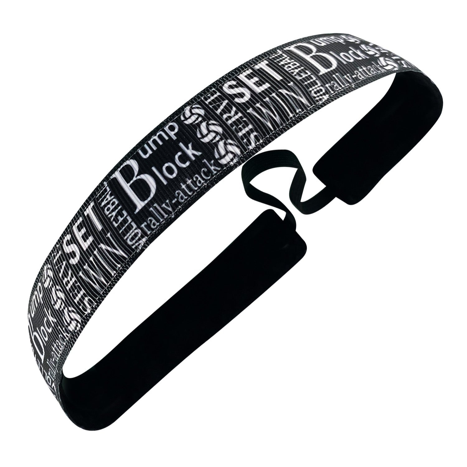 Volleyball Bump, Set, Spike | Black, White | 1 Inch Sweaty Bands Non Slip Headband