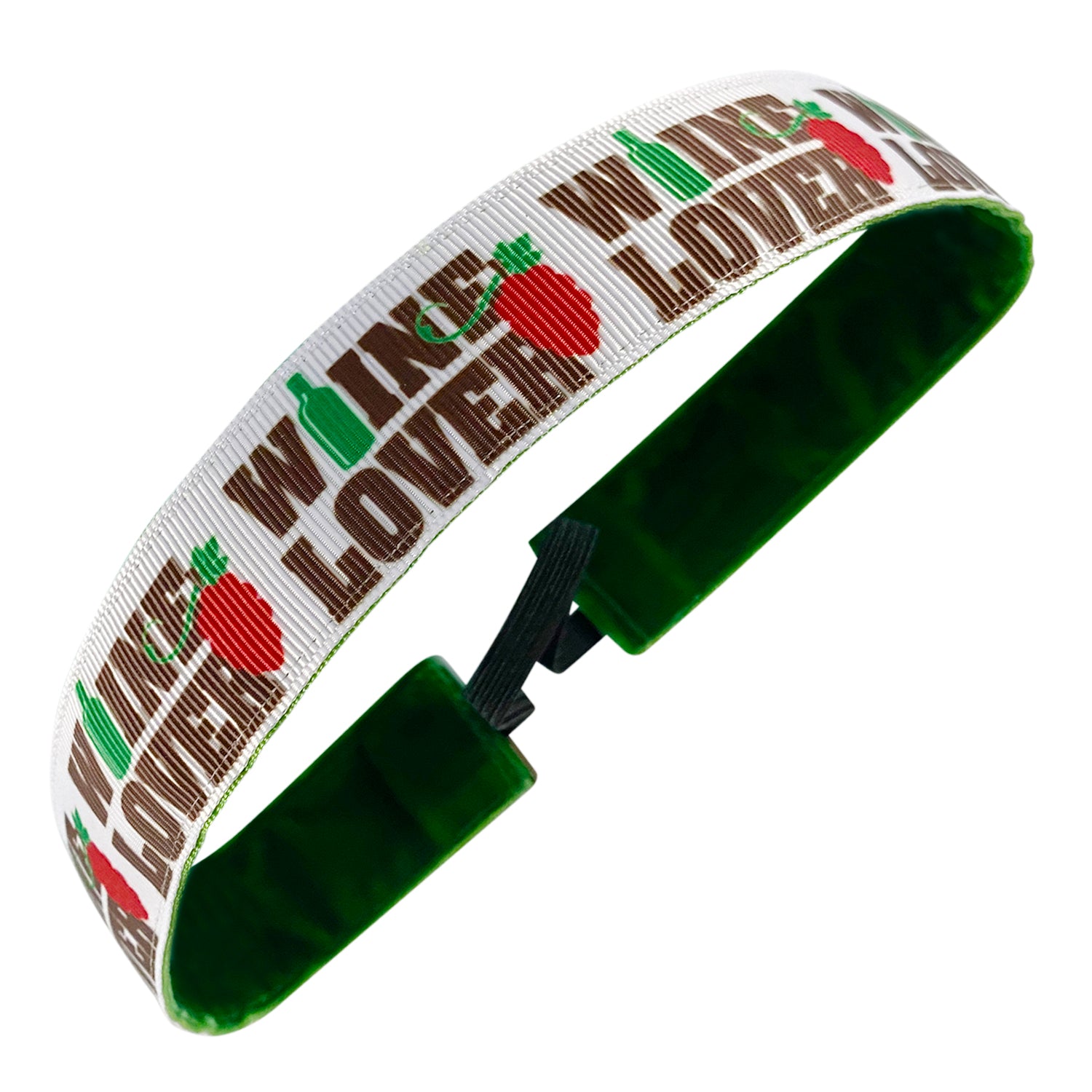 Wine Lover | White, Brown | 1 Inch Sweaty Bands Non Slip Headband