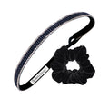 2 Pack | Bling it On Black | Scrunchie Black Sweaty Bands Non Slip Headband