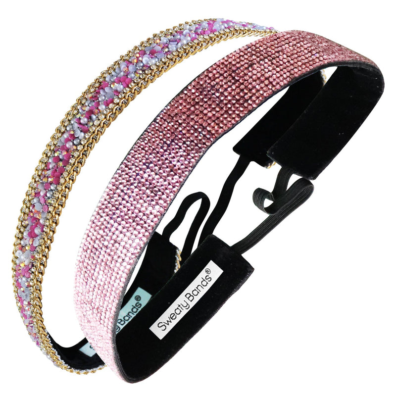 2 Pack | Bling | Jewel Junkie Pink | Glitterati Pink Sweaty Bands Non Slip Headband