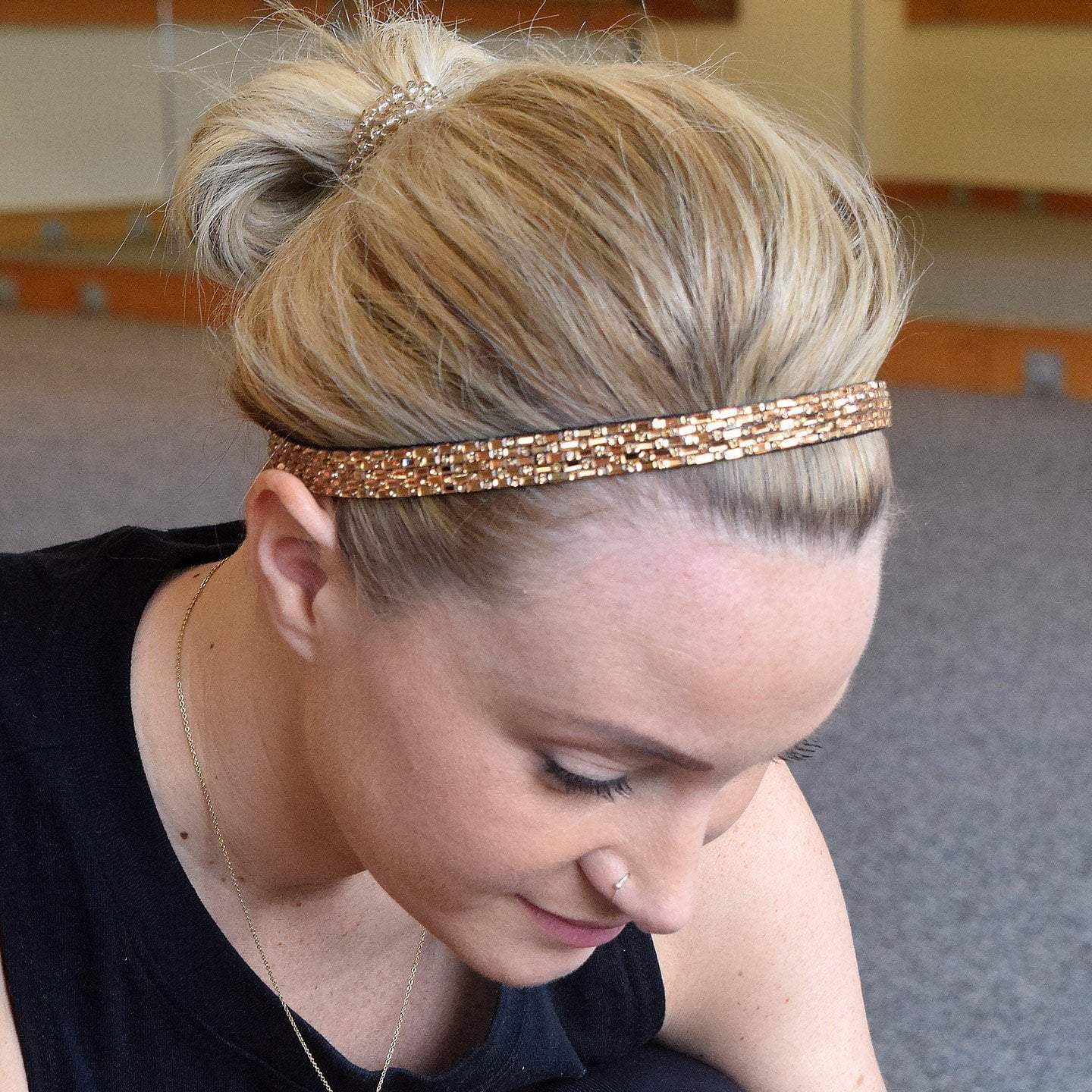 2 Pack | Bling | Sweat and Sparkle | Bronzed Goddess Sweaty Bands Non Slip Headband