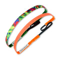 2 Pack | Jungle Party Green, Rock Solid Orange | 3/8 Inch Sweaty Bands Non Slip Headband