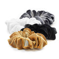 4 Pack | Scrunchies | Black, Charcoal, White, Gold Sweaty Bands Non Slip Headband