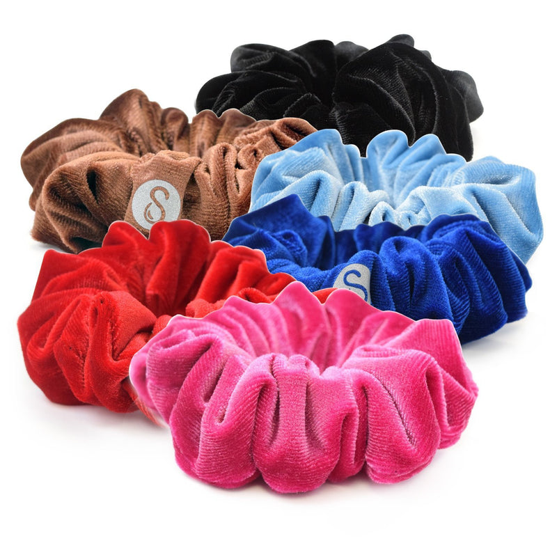 6 Pack | Scrunchies | Black, Red, Electric Blue, Magenta, Light Blue, Bronze Sweaty Bands