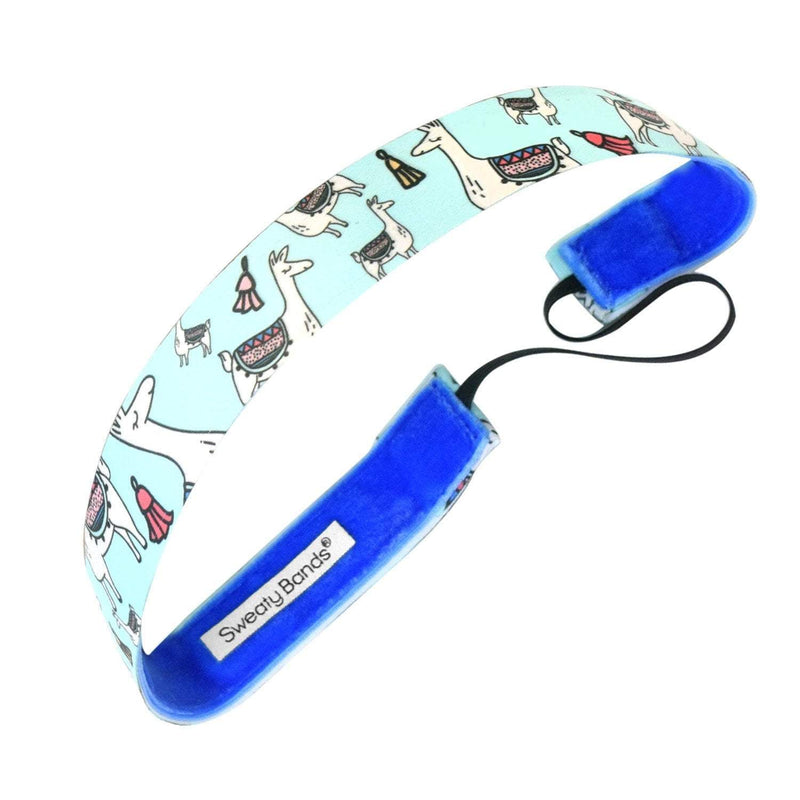Animal | No Llama Drama | Blue | 1 Inch Sweaty Bands Non Slip Headband
