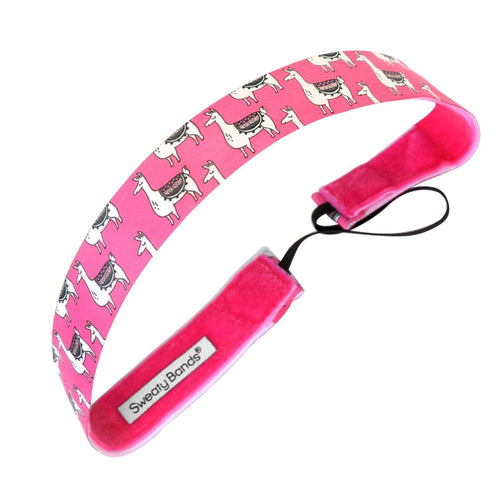 Animal | No Llama Drama | Pink | 1 Inch Sweaty Bands Non Slip Headband