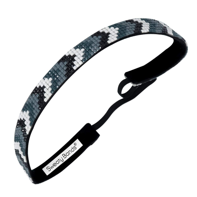 Bling | Beaded Chevron | Black, Grey, White | 5/8 inch Sweaty Bands Non Slip Headband