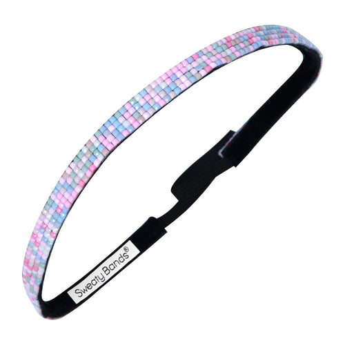 Bling | Beaded | Pink, Blue | 3/8 Inch Sweaty Bands Non Slip Headband