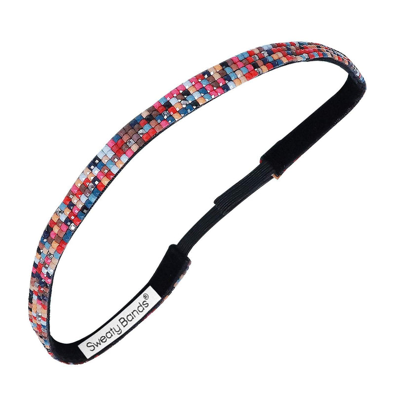 Bling | Beaded | Red, Blue, Brown | 3/8 Inch Sweaty Bands Non Slip Headband