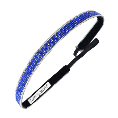 Bling | Bejeweled | Blue | 3/8 Inch Sweaty Bands Non Slip Headband
