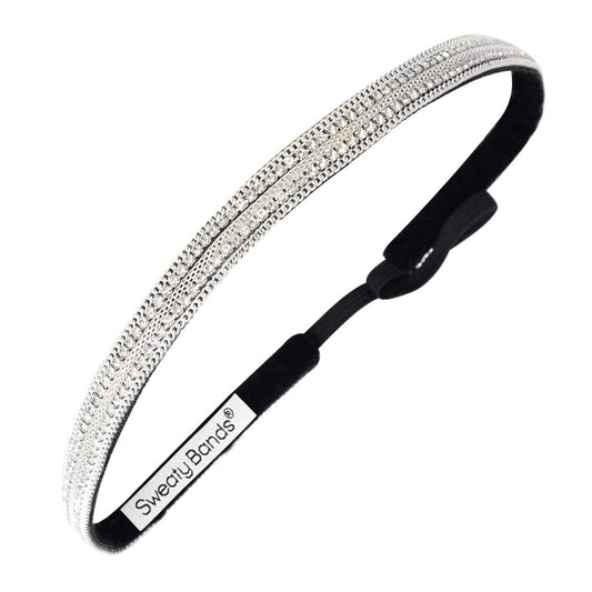 Bling | Dripping in Diamonds | Silver | 3/8 Inch Sweaty Bands Non Slip Headband